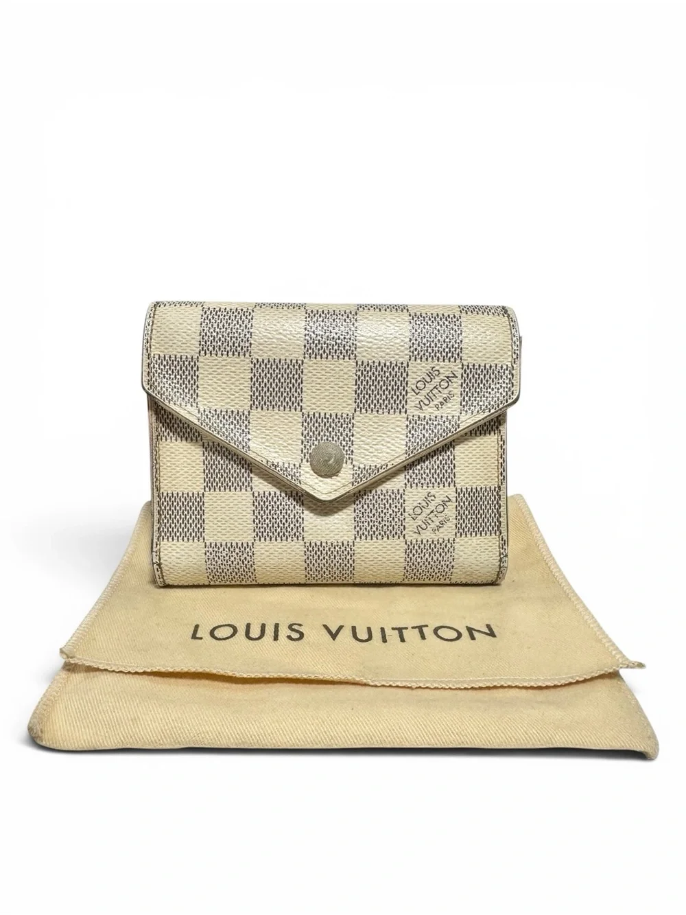 Louis Vuitton Damier Azur Victorine Leather Trifold Compact Wallet